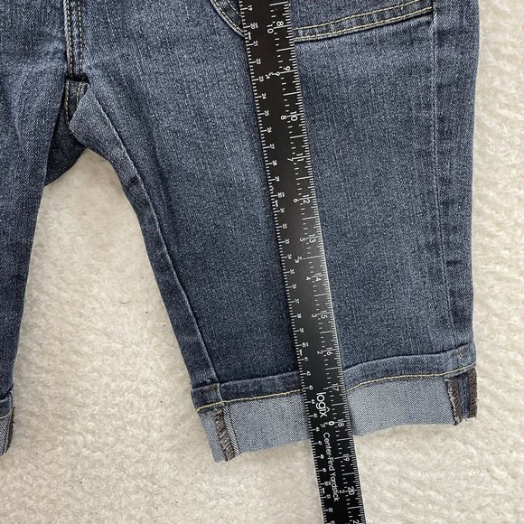 Y2K 2000 Apple Bottoms Bimbo McBling Embroidered Rhinestone Denim Bermuda 4 26 S - Picture 10 of 11